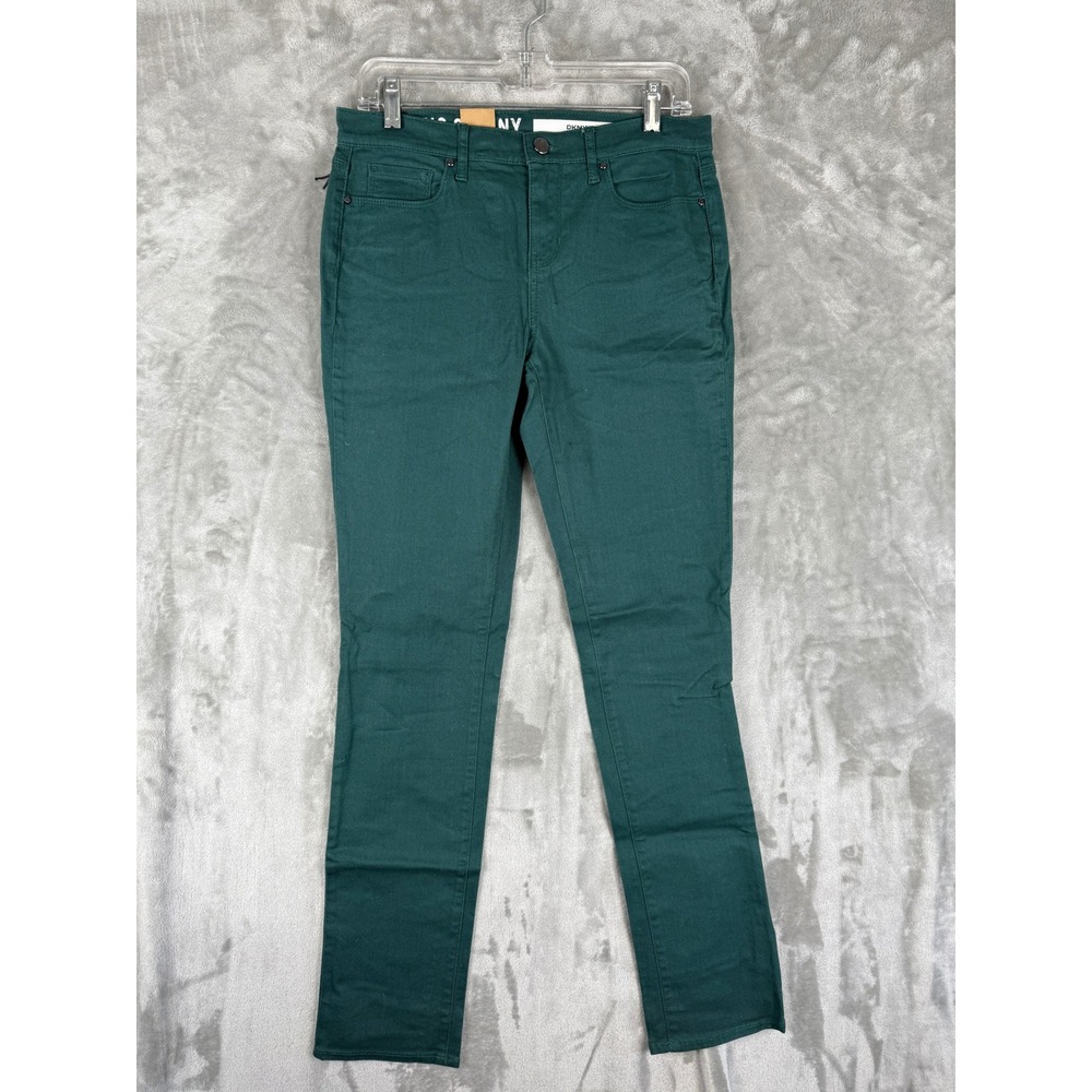 DKNY Jeans Womens Skinny Leg Mid Rise Green Pants Size 4 MSRP $69.50